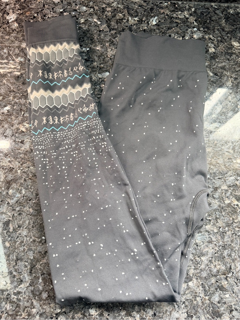Sweaty Betty Winter Ski Base Layer Leggings Fair Isle Whimsical Snowfall Size S